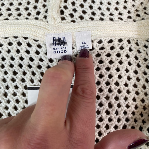 GAP long open knit hooded open front Cardigan White - Picture 2 of 15